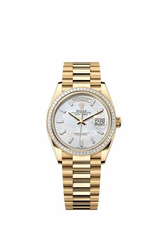 Rolex Day-Date 36 Yellow Gold - Baguette / MOP - Baguette / President 128398TBR-0030 (m128398tbr-0030)